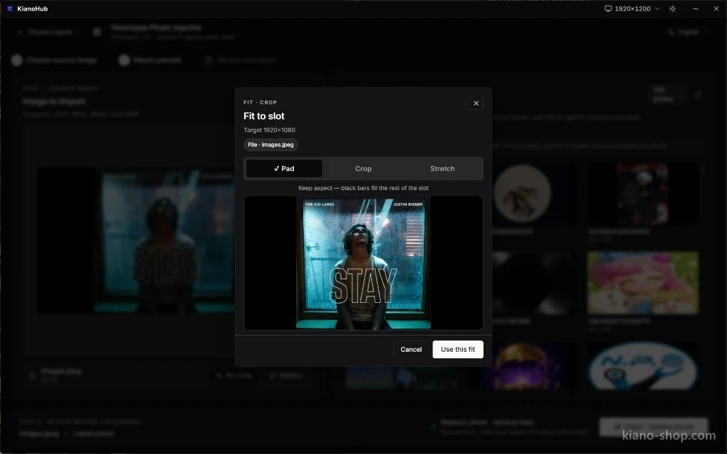 Heartopia Photo Injector — จัดรูปให้พอดีช่อง เติมขอบ ครอป หรือยืด